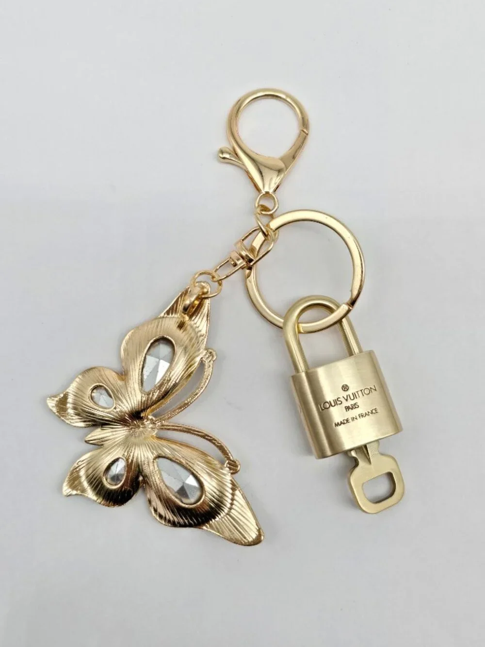Authentic Louis Vuitton Gold Padlock 🔒 Key Set w/ Butterfly Bag Charm